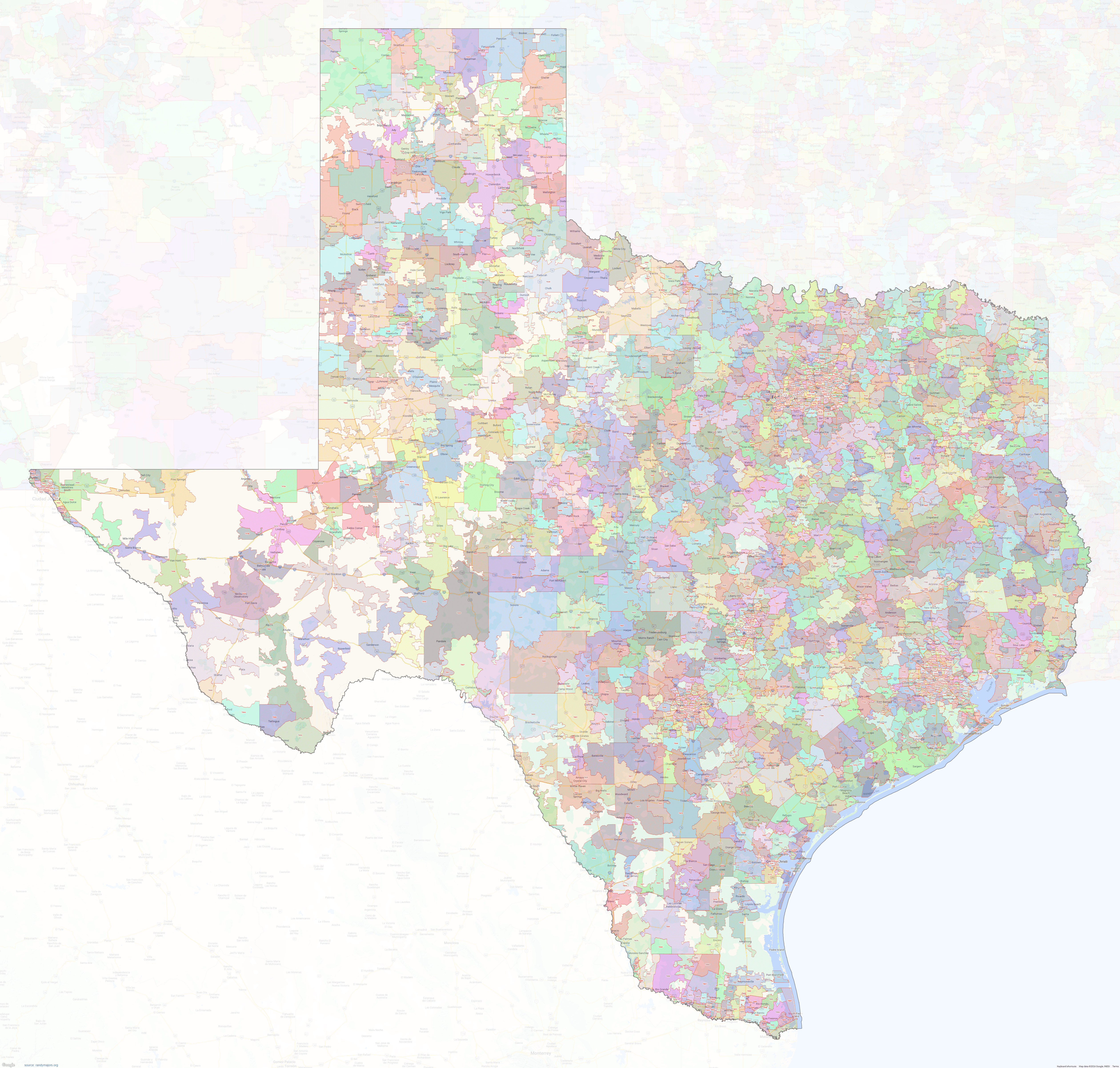 Texas ZIP Codes Shown On Google Maps Texas ZIP Code Map 