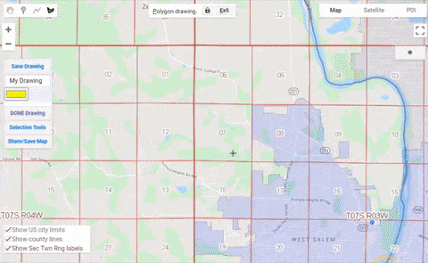 Pasco County Florida Section Township And Range Map Shown On Google Maps