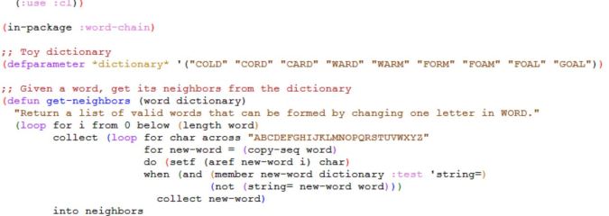 Word Transformation Puzzle – Part 2: Implementation in Common Lisp