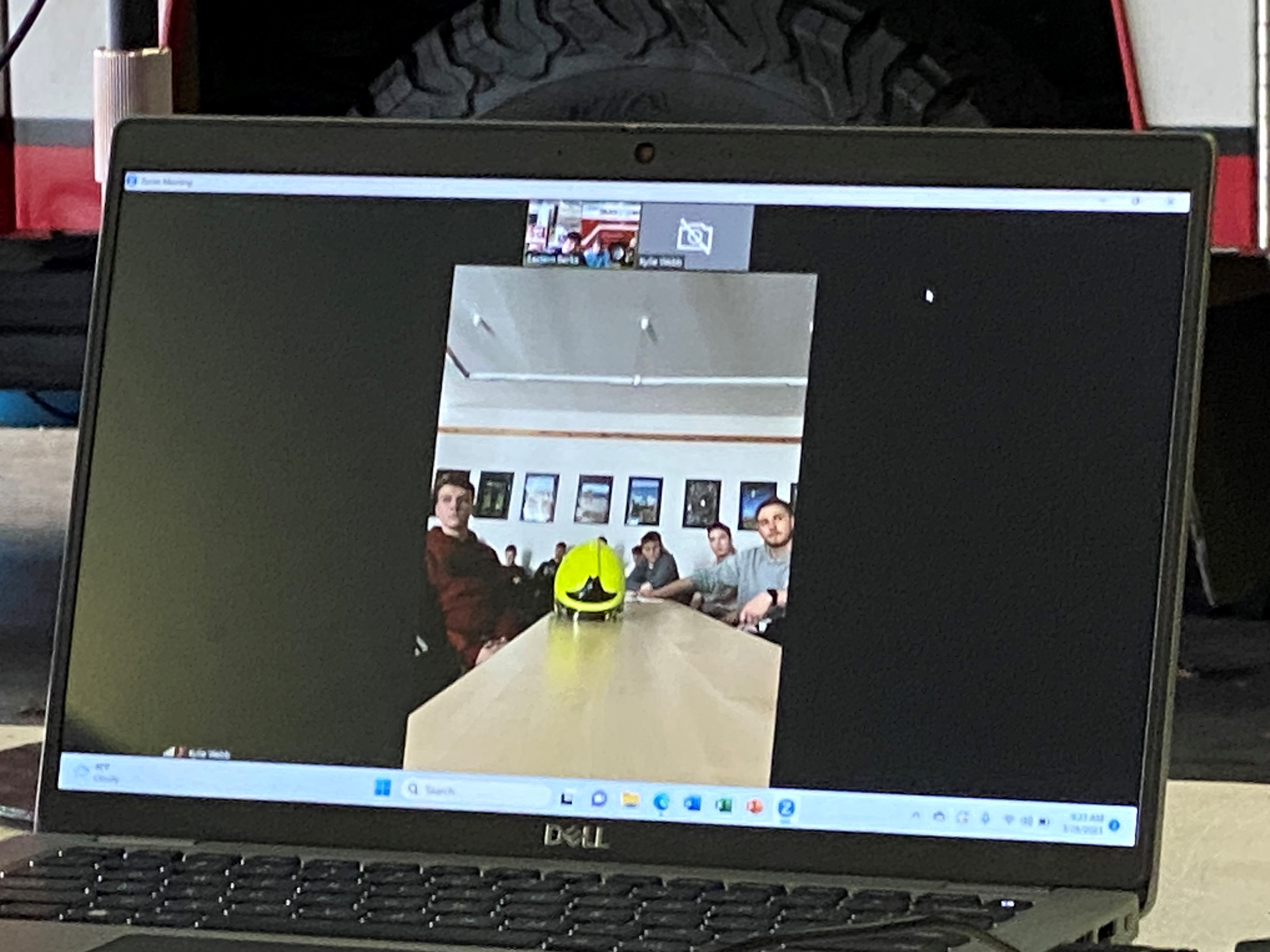 Czech students chat on video with firefighters from Eastern Berks Fire Departments.