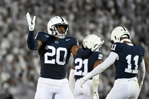Penn State defensive end Adisa Isaac is tied for the team lead with 2.5 sacks through five games. (AP Photo/Barry Reeger)