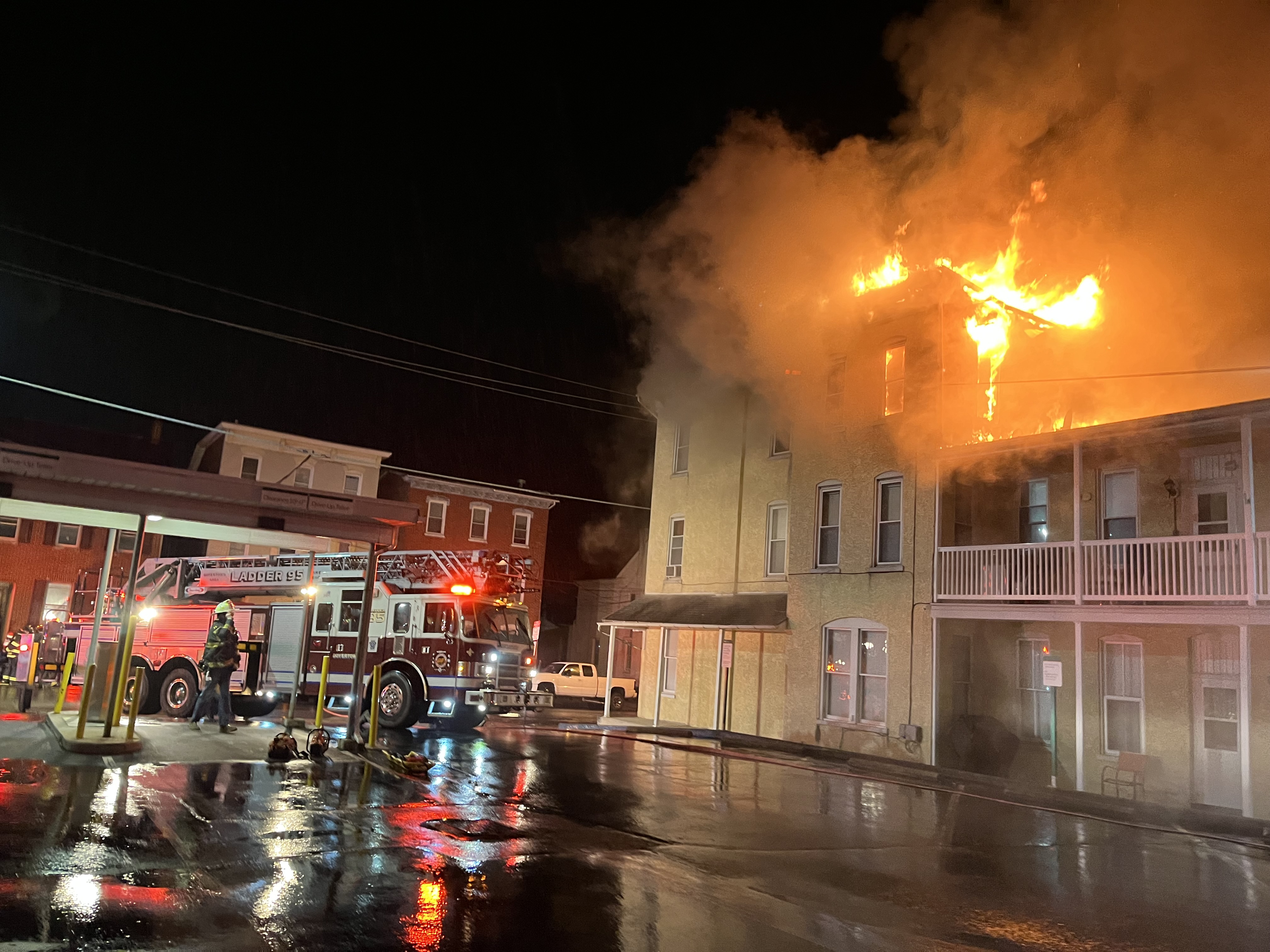 A two-alarm fire to an apartment building in Boyertown causes displacement