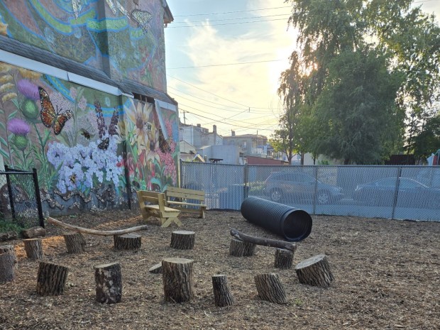 Opportunity House's new Second Street Learning Center playscape offers a plastic-free environment where children can explore, play and learn. The playground debuted Thursday in conjunction with the shelter's annual Garden Party.Courtesy of Holly Wolf.