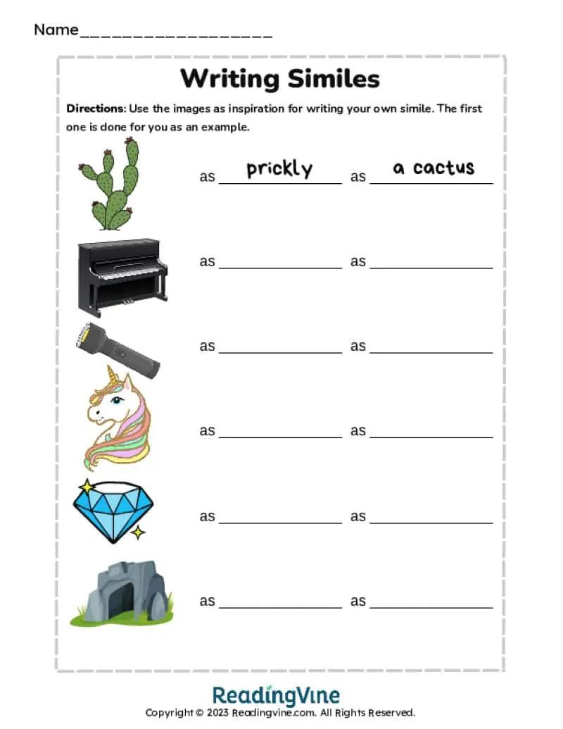 Simile Practice Sheet 4 Pdf - Best Gradient Illustrations in HD