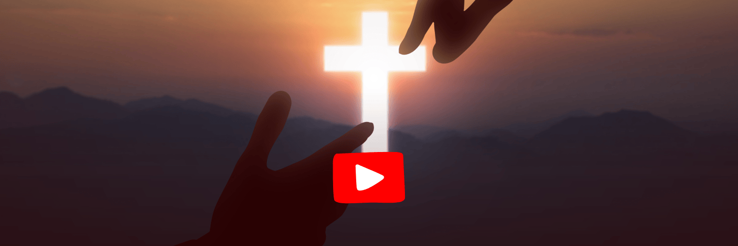 cross and hands touching