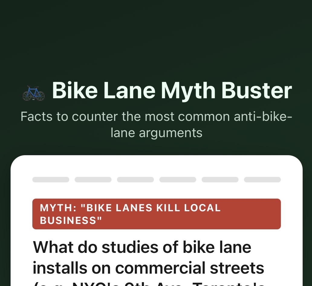 Screenshot of Bike Lane Myth Buster