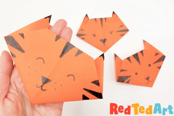 Make your very own origami tiger,with these simple step by step instructions. Simple Origami Tiger Face Craft For Kids Red Ted Art