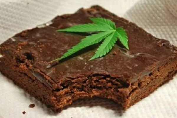 Cannabis Brownie With Leaf