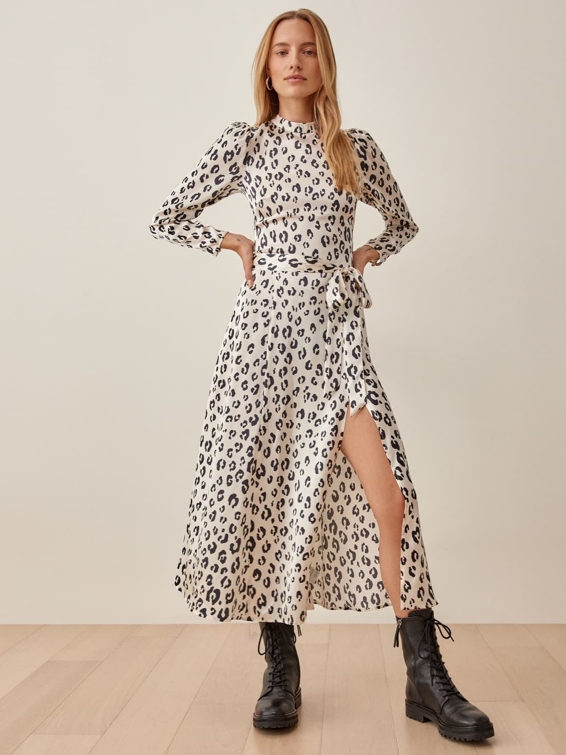 The print on this reformation kaila wrap style jersey dress ($98) is too cute. Reformation Kaila Dress