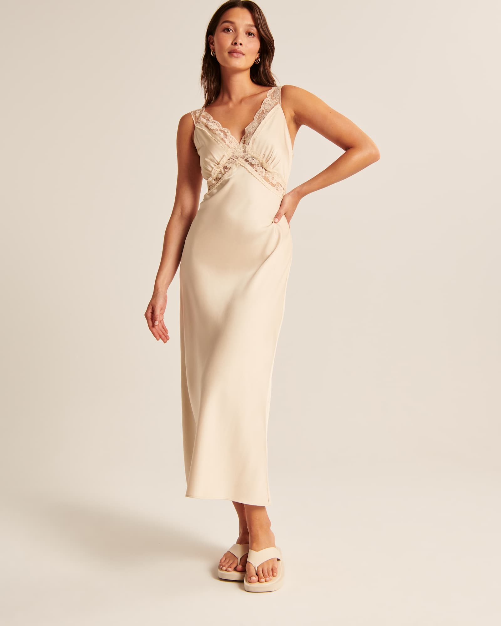 Abercrombie & fitch + satin slip midi dress