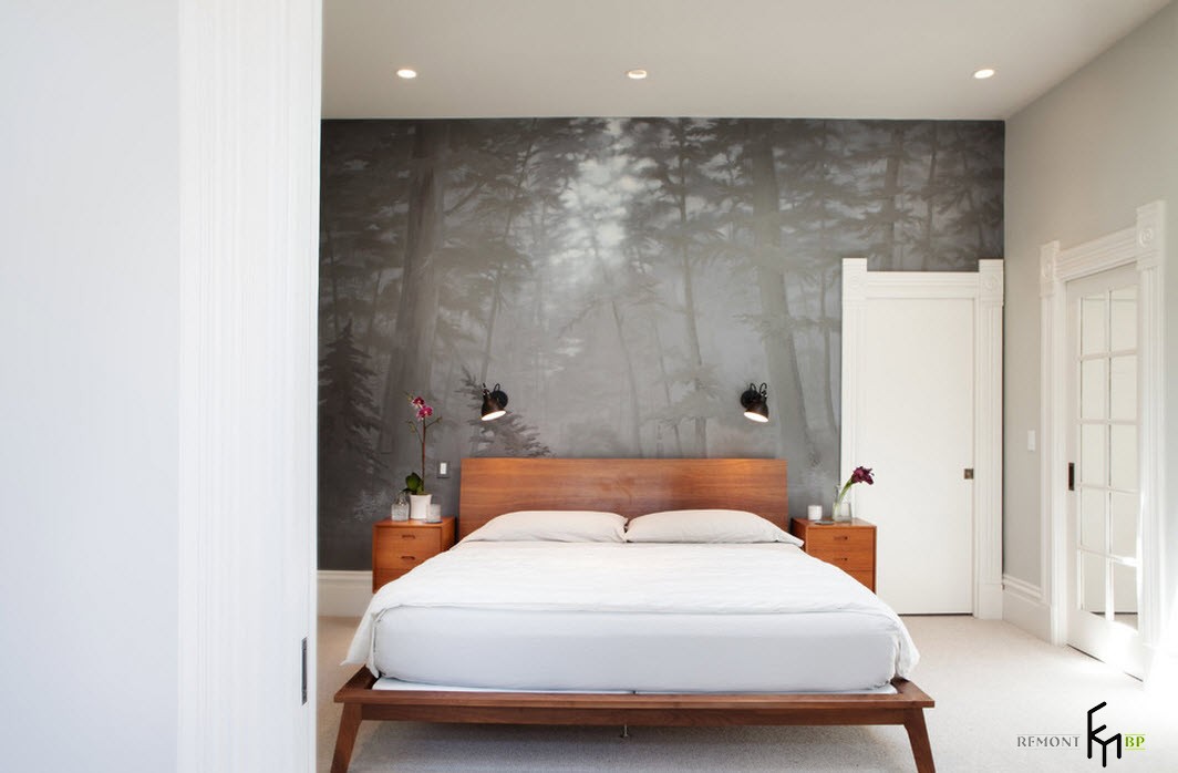 При подборе фотообоев для спальни следует помнить, что являются только частью . Interer Spalni S Fotooboyami Kak Ukrasit Steny V Komnate Prosto I So Vkusom
