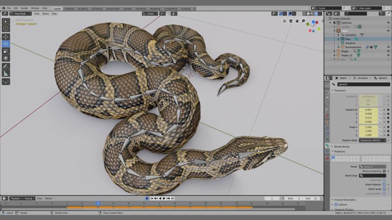 Animated Burmese Python 3d Model By Dibia Digital - Premium Landscape Pattern Gallery - Full HD