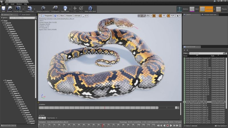 Reticulated Python Animated 3d Model By Dibia Digital - Geometric Textures - Incredible High Resolution Collection