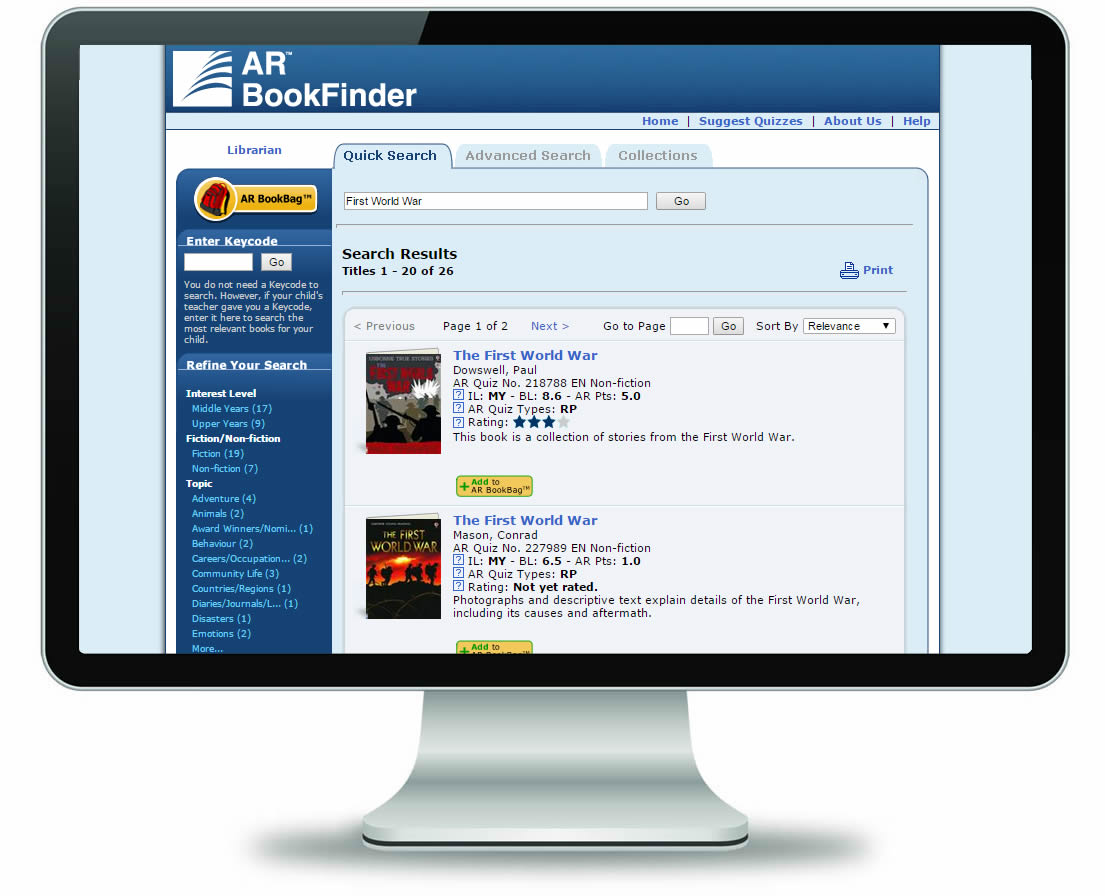 Accelerated reader bookfinder us