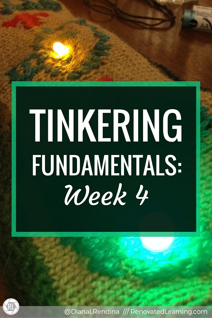 Tinkering Fundamentals: Week 4 | In this post, I share about my experiences in the Tinkering Fundamentals MOOC. I learn how to create paper circuits and sewn circuits. I also learn about tying national science standards to maker lessons.