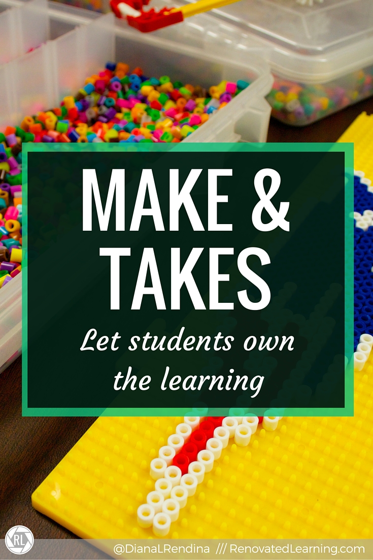 Make & Takes: Let Students Own the Learning | Many makerspaces tend to emphasize tech and tools that have to stay at the school. It's important to balance that out with activities that students can take home as well. Arts & crafts, cardboard challenge and other activities can be great make & takes for students. Also, it makes for awesome advocacy when parents get to see what your kids are making. | RenovatedLearning.com