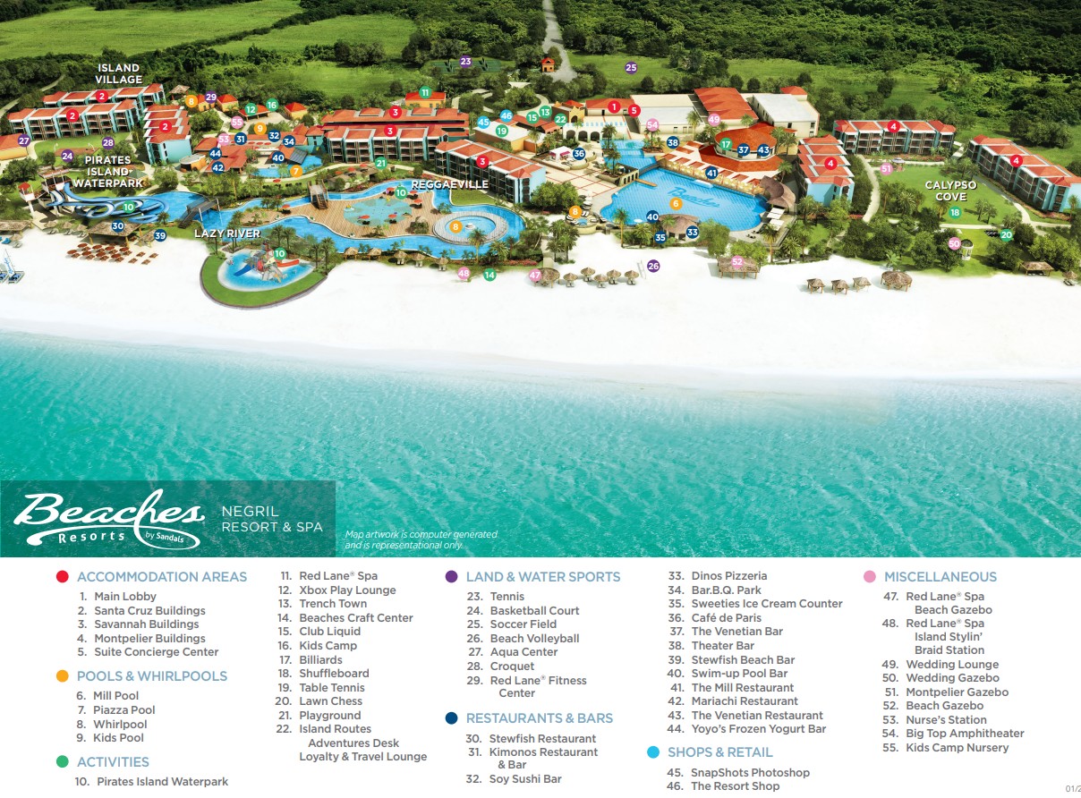 Resort Map Beaches Negril Spa Jamaica.