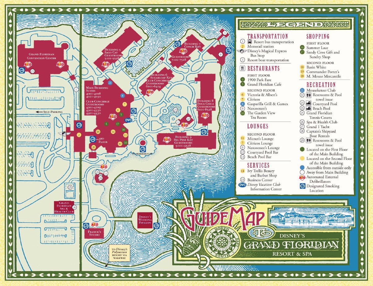 Disney S Grand Floridian Resort Map Magic Kingdom Hotel Guide Map WDW 