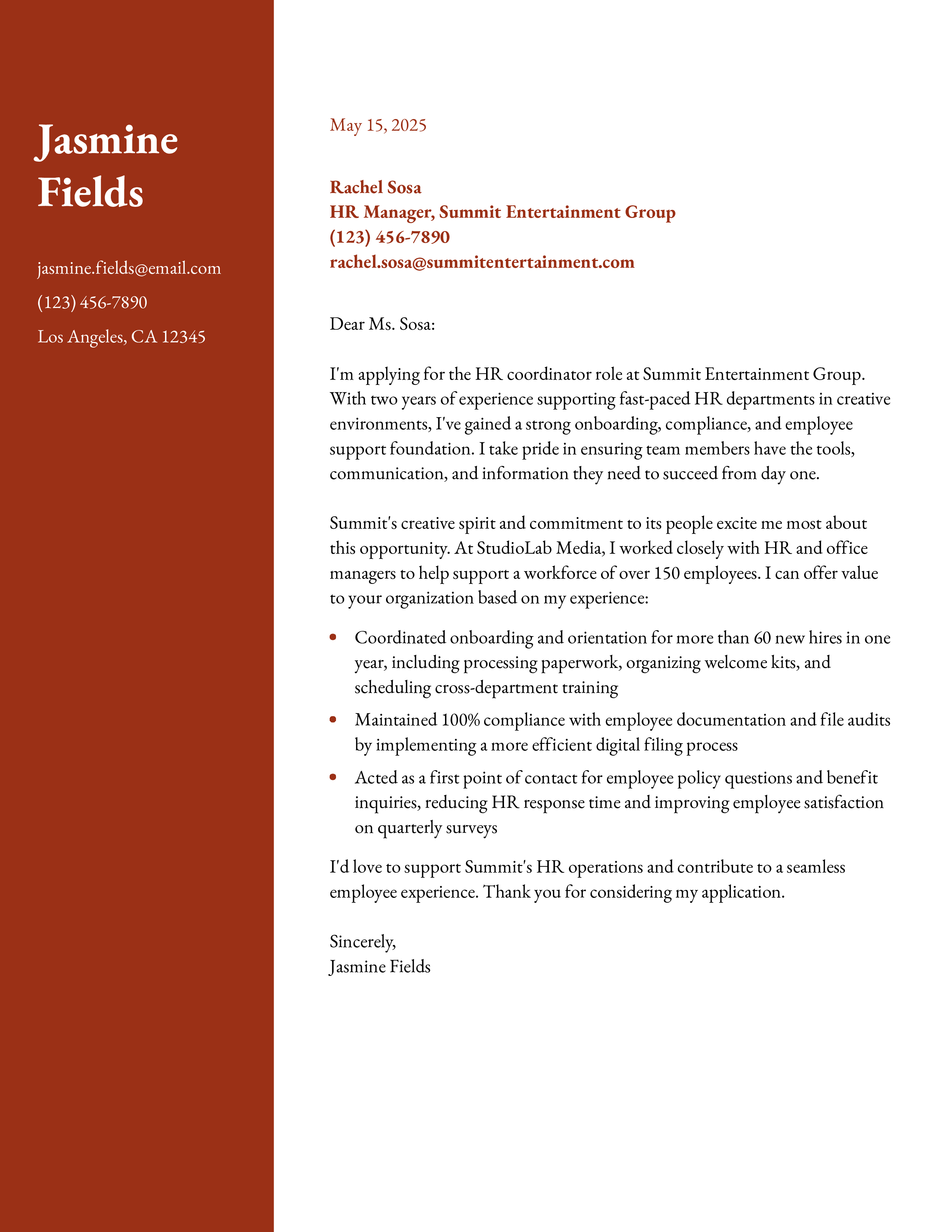 Human Resources Hr Cover Letter Examples And Templates For 2026 Human Resources Hr Cover Letter Examples And Templates For 2026