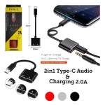 Type-C to Type-C + Audio Jack 2A Converter Adapter JH-020