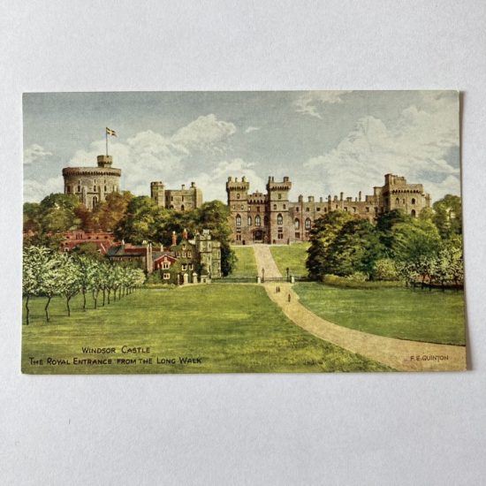 A vintage postcard - Windsor Castle, The Royal Entrance from the Long Walk. old photo, picture