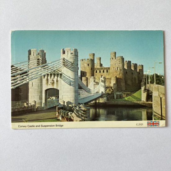 A vintage postcard - Conwy Castle, Wales 80s old photo, picture