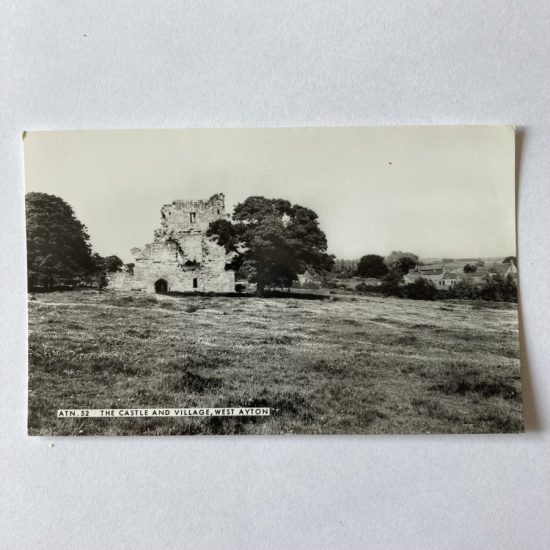 A vintage postcard - The castle and village, West Ayton, Yorkshire old photo, picture