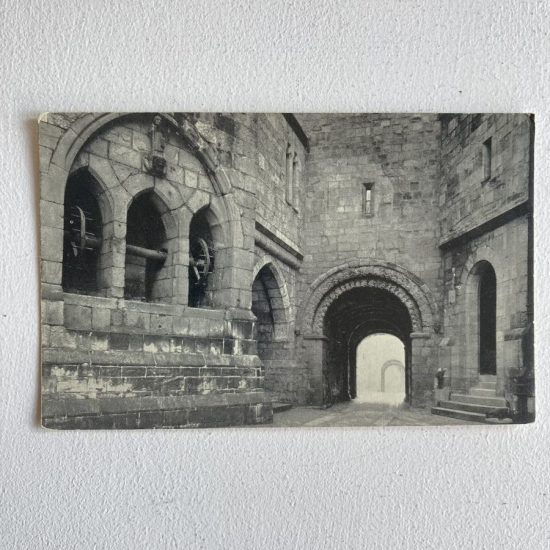 A vintage postcard of the Draw-Well in the courtyard of Alnwick Castle, Northumberland old photo, picture