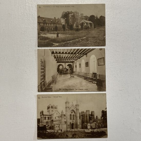 Three vintage postcards - Buckfast Abbey different views old photo, picture