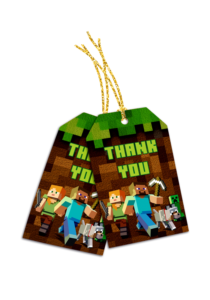 Pack of 30 Minecraft Theme Thank You cards for Return gift