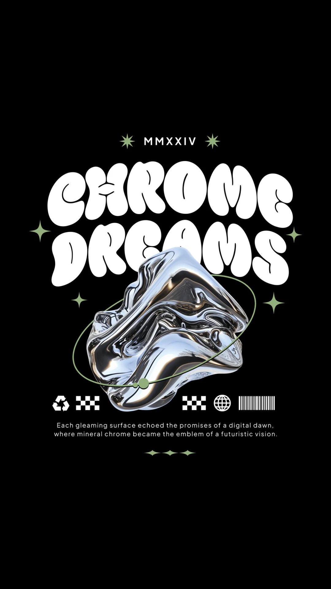 Chrome Dreams Arka Baskılı Siyah Hoodie