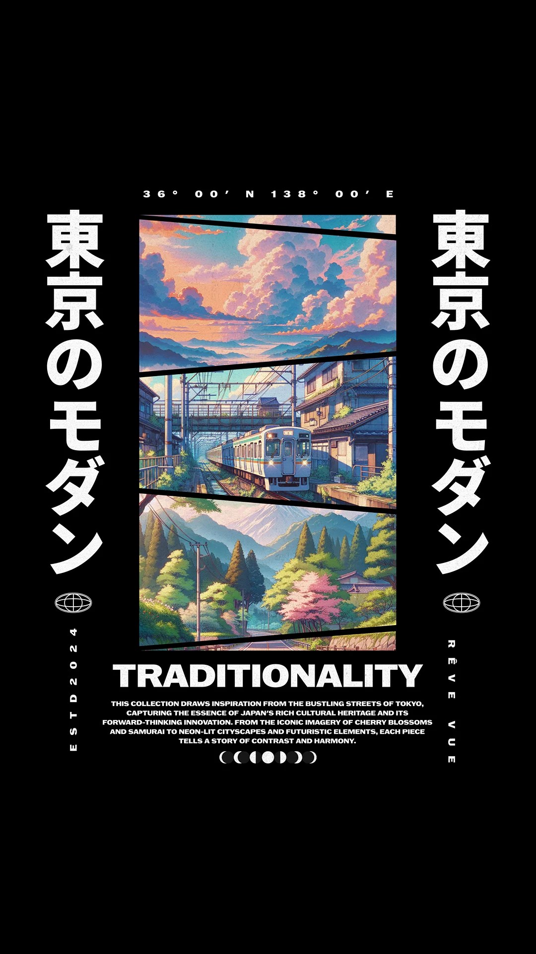 Japanview Arka Baskılı Siyah Hoodie