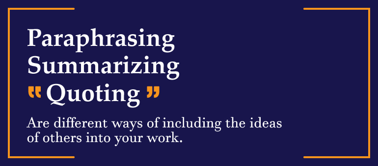 Paraphrasing, Summarizing and Quoting, the differences and the relations