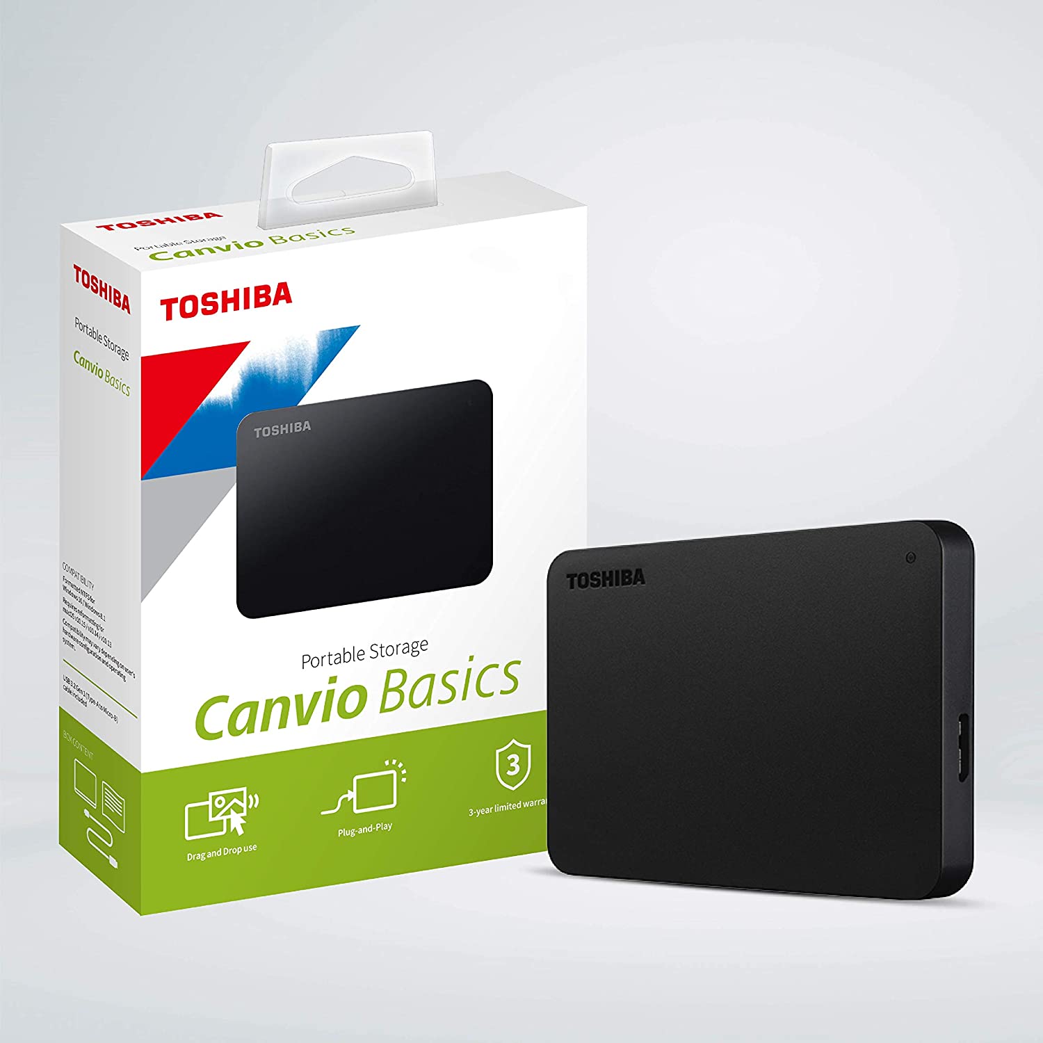Toshiba Canvio Basics 2TB Portable External HDD – USB 3.0 – R G