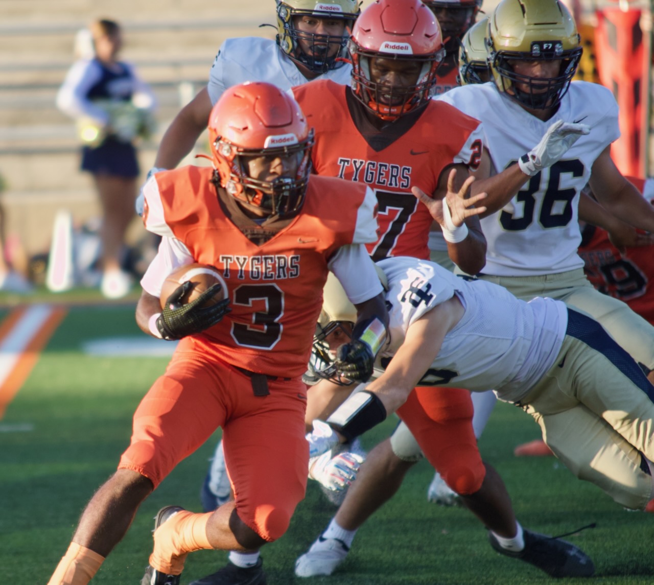 a running back finds an opening in the defense