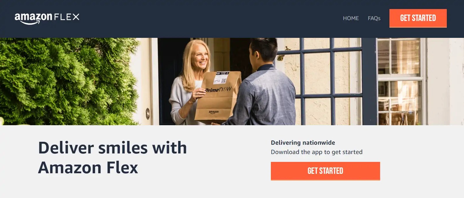 screenshot showing the screen you'll see when you apply for amazon flex