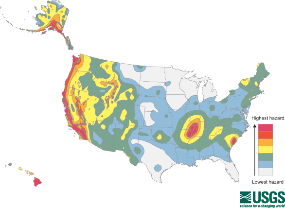 Seismic Zones And Risk Ridg U Rak USA Hazard Map 