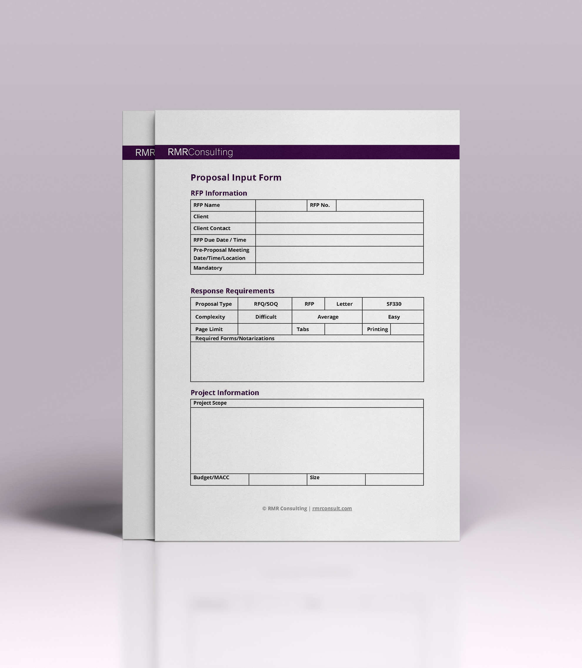 Proposal Input Forms Proposal Input Form - RMR Consulting