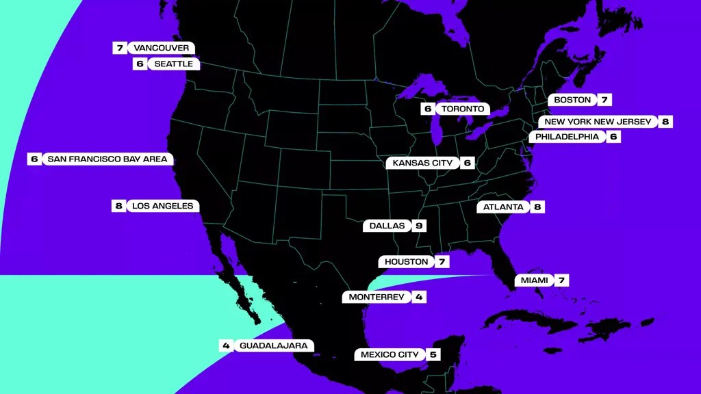 Schedule And Fixtures Of The 2026 FIFA World Cup Road To The World Cup FWC26 Map With