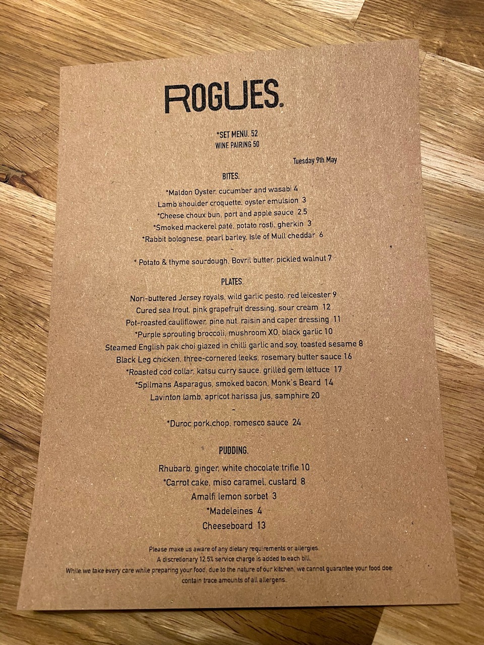 Rogues menu