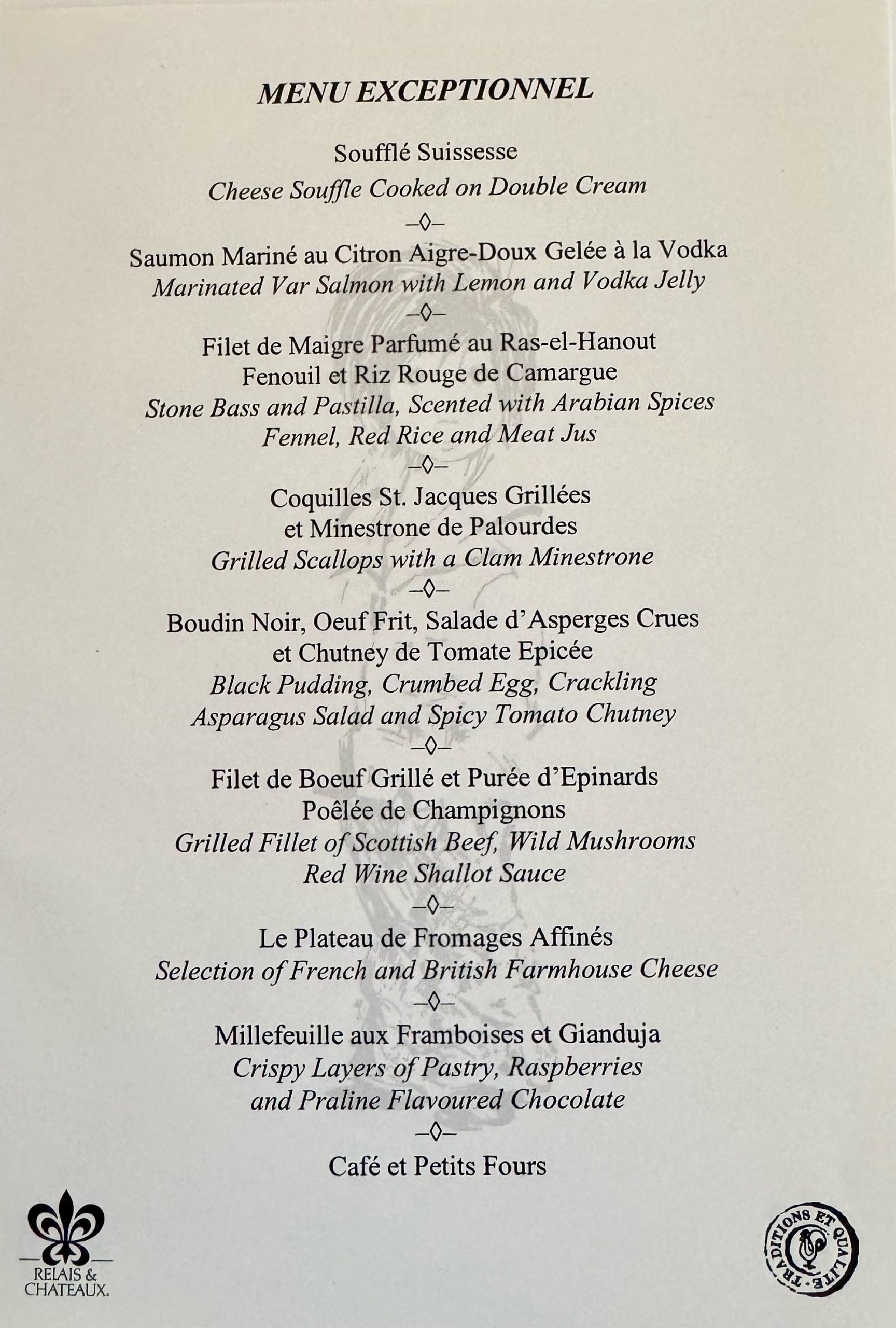La Gavroche Menu
