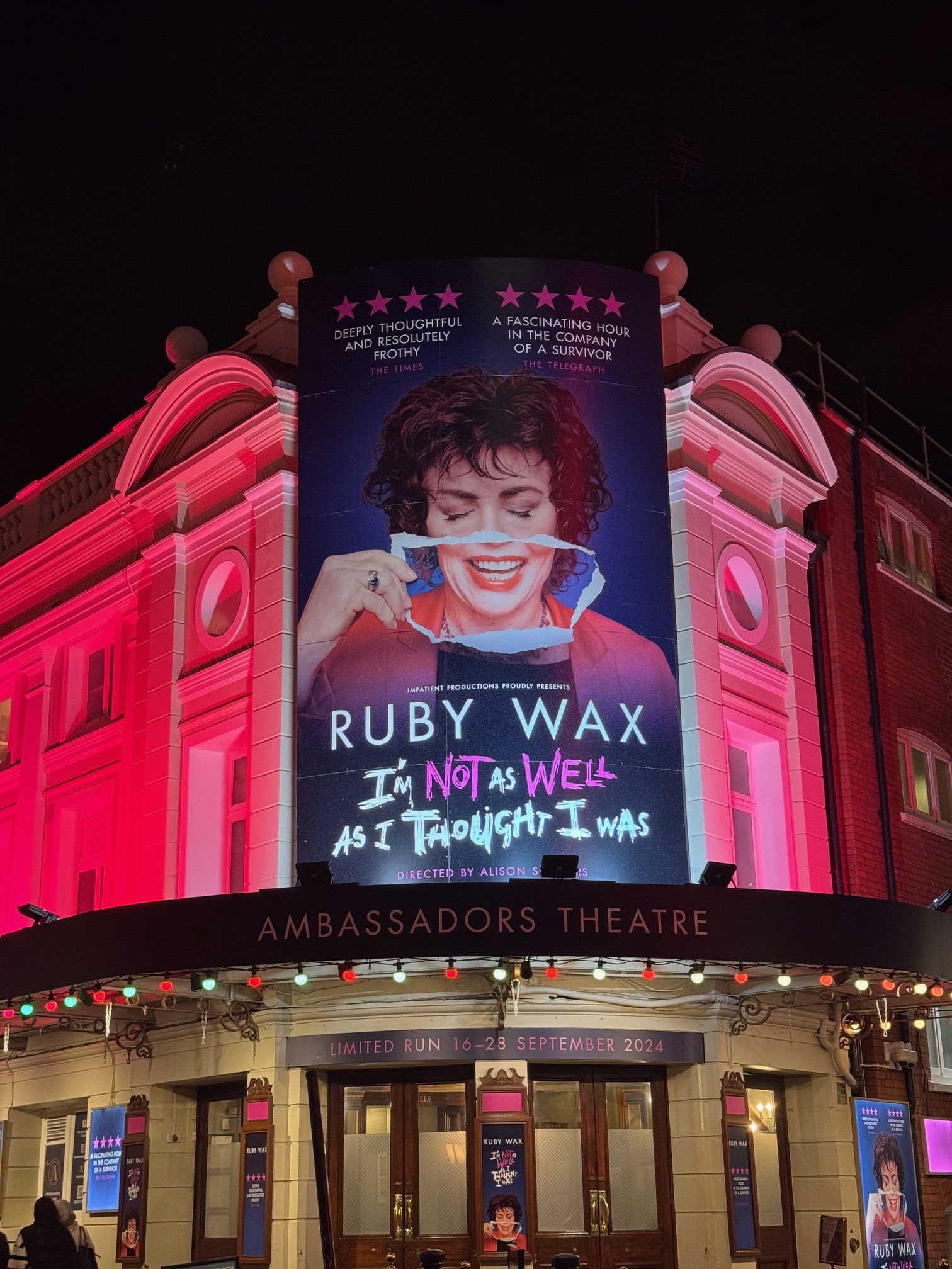 Ruby Wax I'm not as well as i thought I was London show