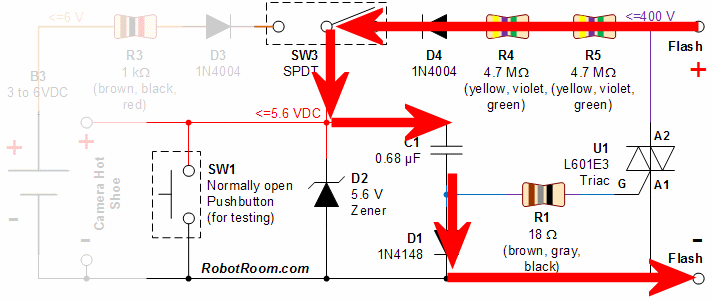 Currently Flowing Through A Camera Safe Sync Circuit