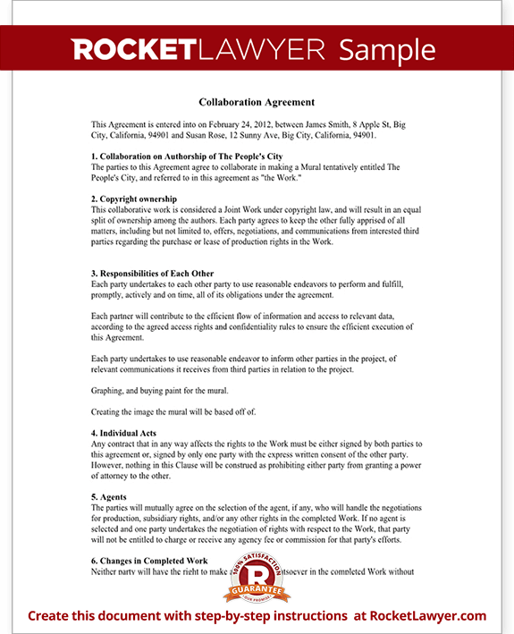 Free Collaboration Agreement Free To Print Save Download