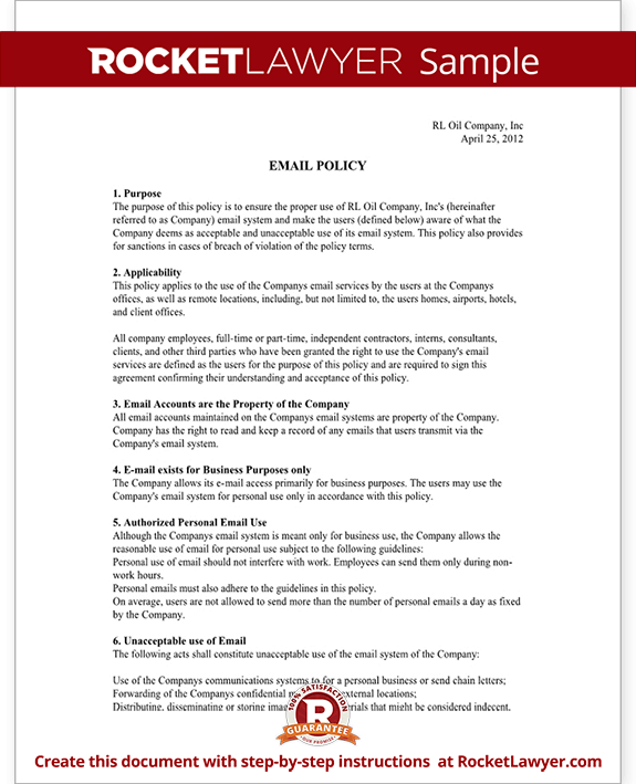 Free Email Policy Free To Print Save Download