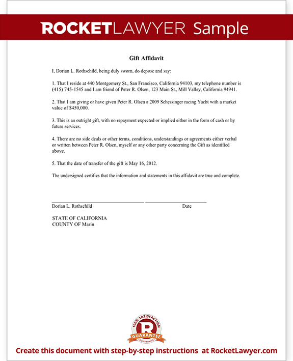 Free Gift Affidavit Free To Print Save Download