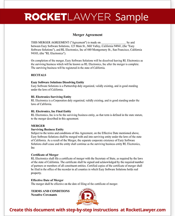 Free Merger Agreement Free To Print Save Download