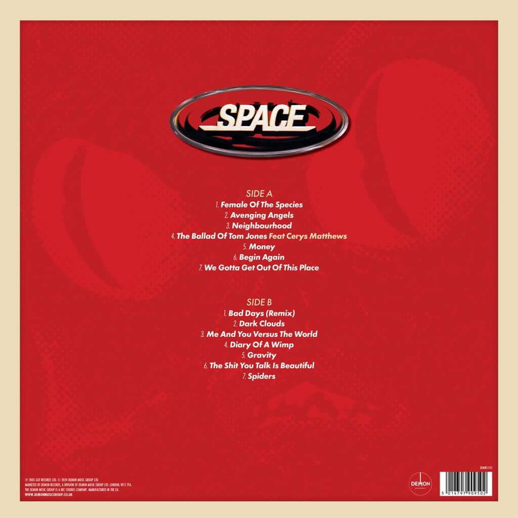 DEMREC1131 Space Avenging Angels The Best Of Space 1LP Back Of Sleeve