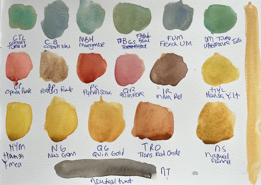 Naples Yellow mixed with the other colours in my palette