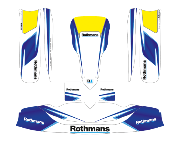 Adhesivos Snowstorm para kart OTK-950 en vinilo de alta resistencia con capa protectora de 300 μm, colores duraderos y fácil instalación con calor.